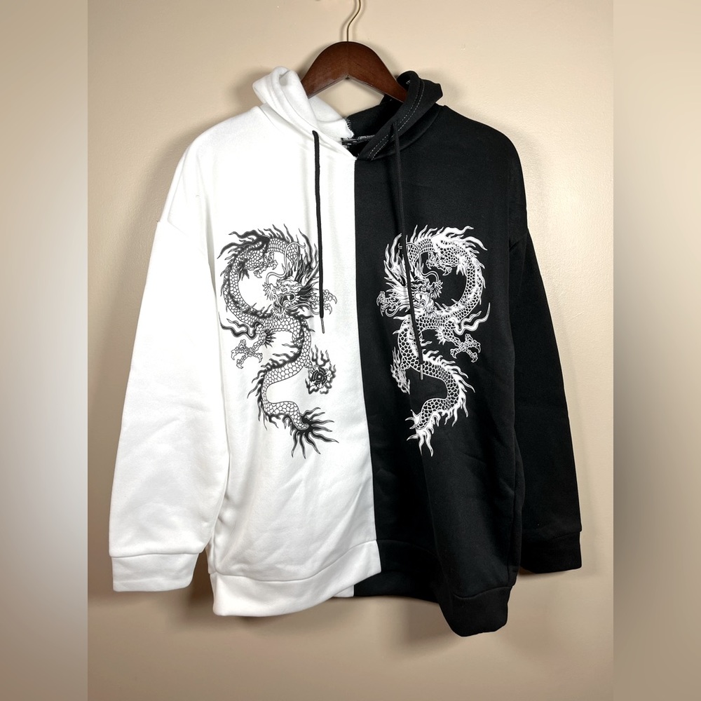 Black and white dragon hoodie